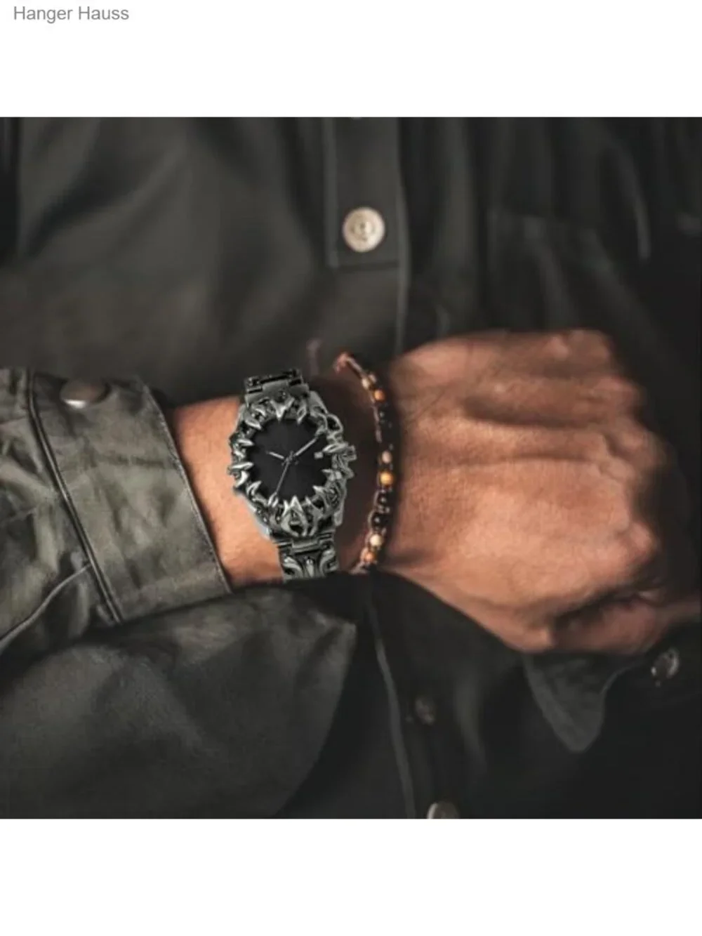 Gothic Steampunk Men's Wrist Watch Stainless Steel Bracelet
